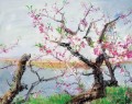Pfirsichblüte Tanzen im Frühjahr Wind Modernen